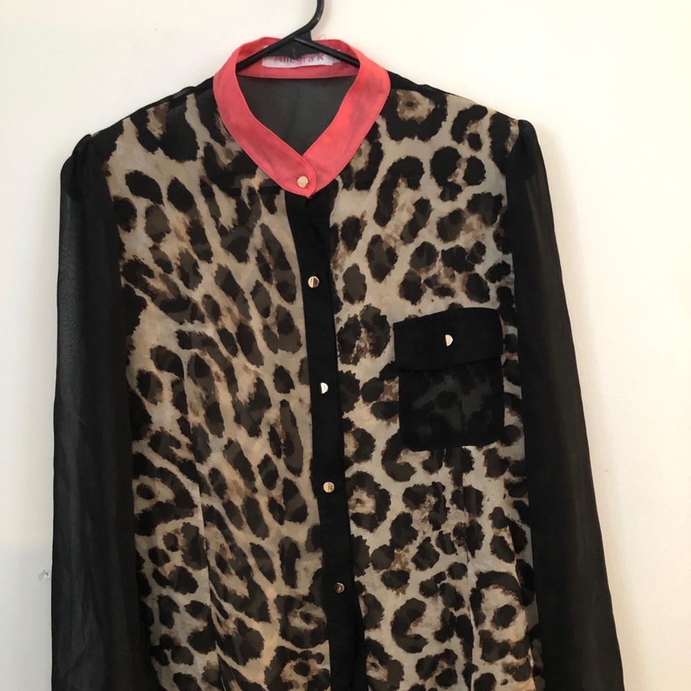Allegra K leopard Blouse